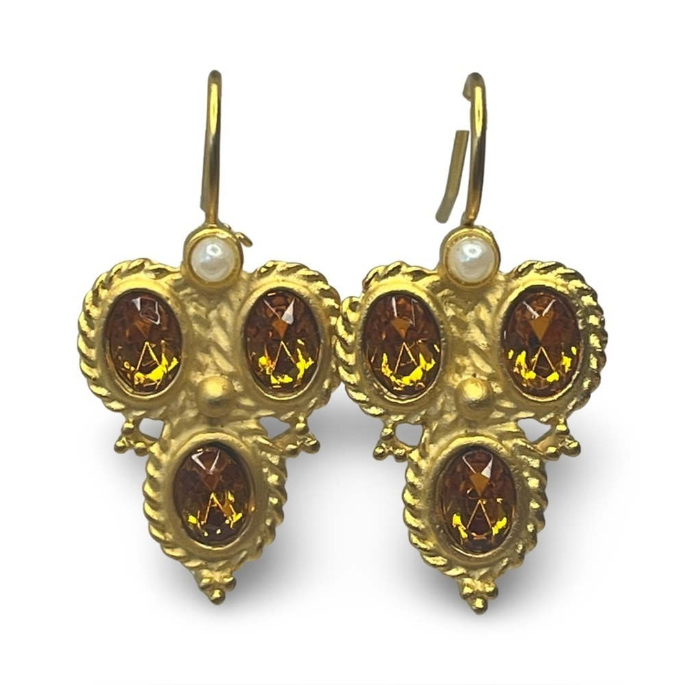 Gold and Topaz Drop Earrings